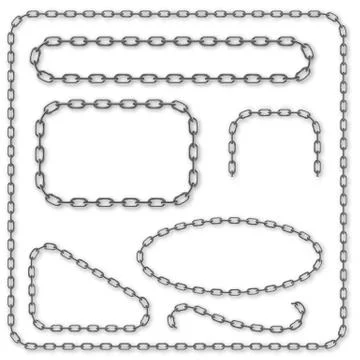 Vector realistic chain set. Set for creating frames, dividers wi Stock Illustration