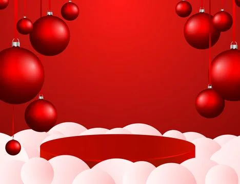 Vector realistic Christmas 3D podium to showcase products and products. Stock Illustration