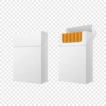 Vector Realistic Closed and Opened Clear Blank Empty and with Cigarettes Pack Stock Illustration