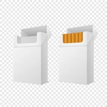 Vector Realistic Closed and Opened Clear Blank Empty and with Cigarettes Pack Illustrazione stock