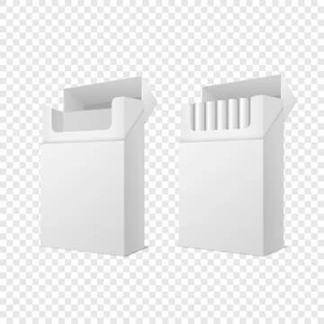 Vector Realistic Closed and Opened Clear Blank Empty and with Cigarettes Pack Stock Illustration