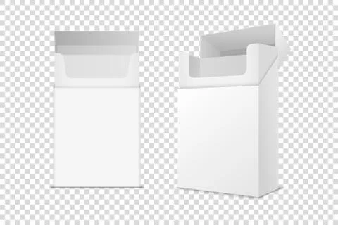 Vector Realistic Closed and Opened Clear Blank Empty Pack Box Set Isolated on Stockillustratie