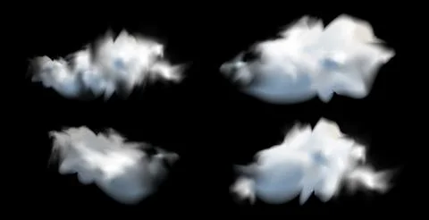 Vector realistic cloud, smoke or fog on isolated transparent background. Cloud Stock Illustration