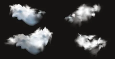 Vector realistic cloud, smoke or fog on isolated transparent background. Cloud Stock Illustration