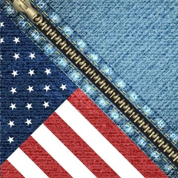 Vector realistic denim background with USA flag Stock Illustration