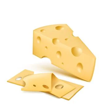 Vector realistic emmental cheese wedge with slices Stock-Illustration