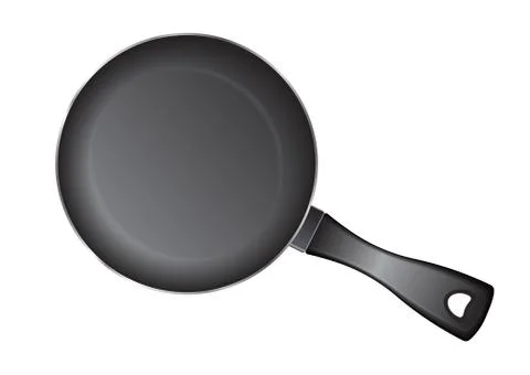 Vector realistic empty frying pan, top view isolated on white background. Stock Illustration