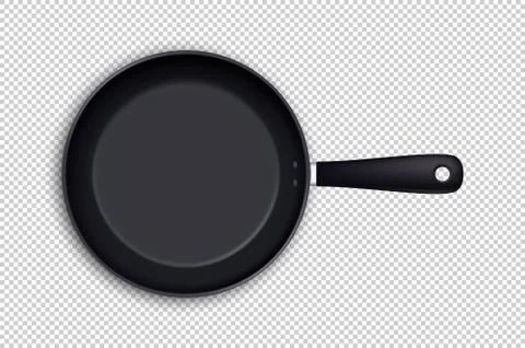Vector realistic empty frying pan icon in top view isolated on transparent Stock Illustration