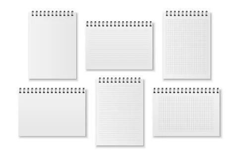Vector realistic empty paper opened business notebook with spiral - blank pages Illustrazione stock