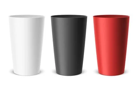 Vector realistic empty plastic cup. Example for office supplies, drinks, icon Stock Illustration