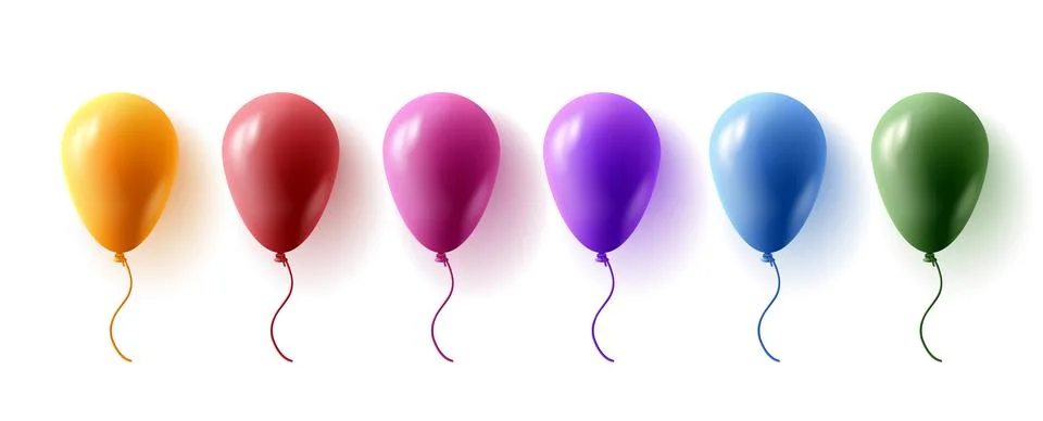 Vector realistic festive 3d helium glossy balloons for anniversary, birthda.. Stock Illustration