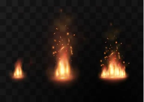 Vector realistic fire transparent special effect element. A hot flame is Stock Illustration