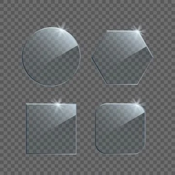 Vector realistic glass plates isolated on transparent background. 스톡 일러스트