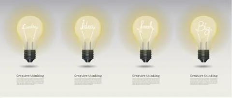 Vector realistic glowing light bulb.set of creative bulb.cretive Stock Illustration