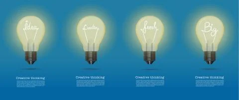 Vector realistic glowing light bulb.set of creative bulb.cretive Stock Illustration