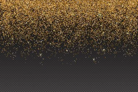 Vector realistic gold glitter particles effect - isolated shiny confetti and Stock Illustration