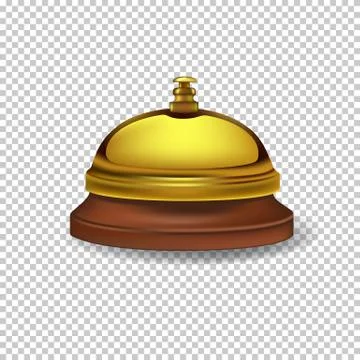 Vector realistic gold reception bell isolated on transparent background. Stock Illustration