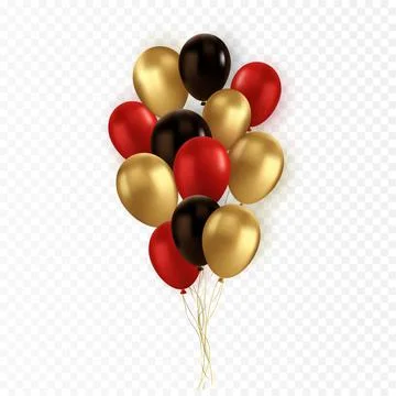 Vector realistic gold red black balloon on transparent background Stock Illustration