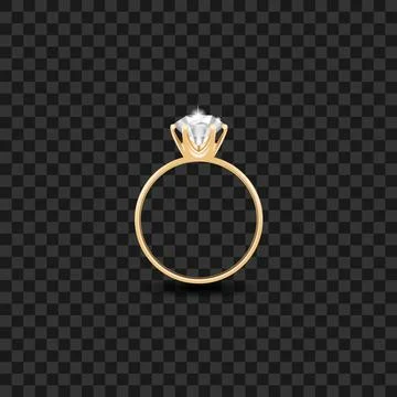 Vector. Realistic gold wedding ring with diamond on a checkered background. Stock Illustration