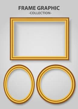 Vector realistic golden luxury frames collection Stock Illustration