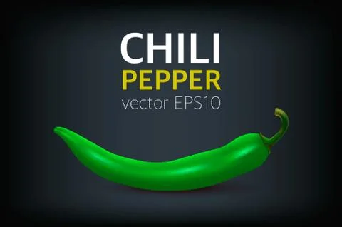 Vector realistic green hot natural chili pepper. Design template or clipart for Stock-Illustration