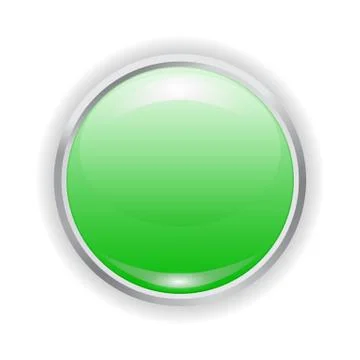 Vector realistic green plastic button with patch of light and metal frame iso イラスト素材