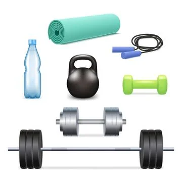 Vector realistic gym icon set Stock Illustration