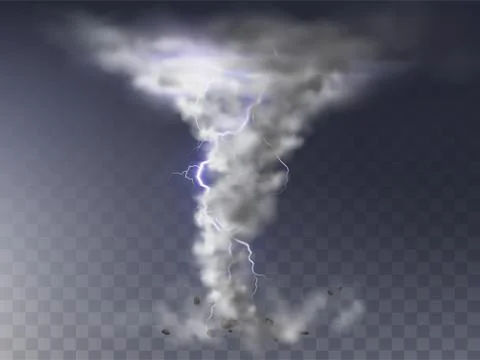 Vector realistic hurricane, tornado with lightning イラスト素材