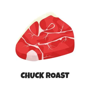 Vector Realistic Illustration of Chuck Roast. Concept Design Beef Meat Parts. イラスト素材