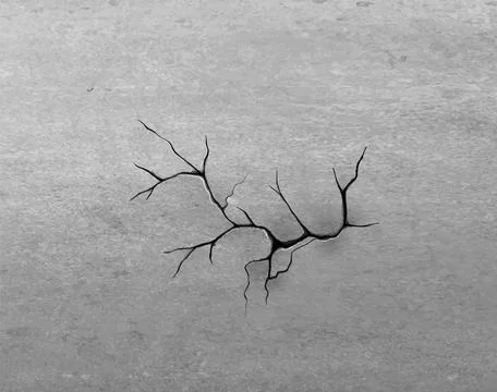 Vector realistic illustration cracked in concrete gray wall. Stock Illustration