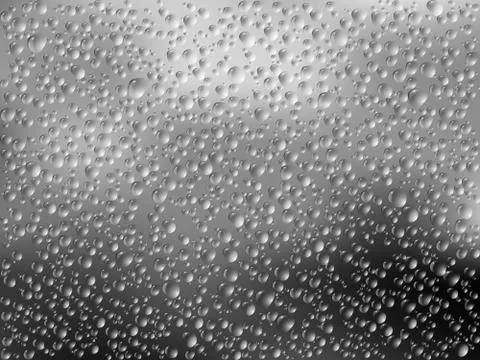 Vector realistic illustration of raindrops on window glass texture Stock Illustration