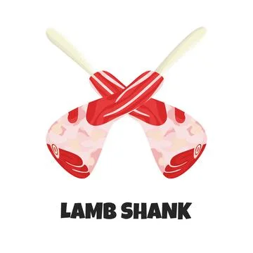 Vector Realistic Illustration of Raw Lamb Shank. Concept Design of Chops Ribs Illustrazione stock