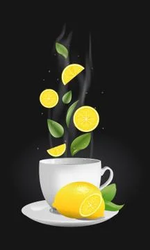 Vector realistic illustration of teacup with tea Stock Illustration
