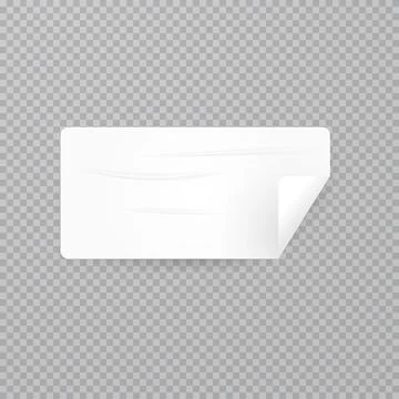 Vector realistic illustration white rectangle discount sticker, price tag, .. Stock Illustration
