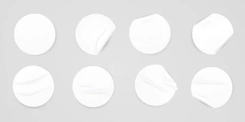 Vector realistic illustration of white round stickers , set 스톡 일러스트