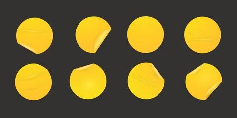 Vector realistic illustration of white round stickers , yellow set Illustrazione stock
