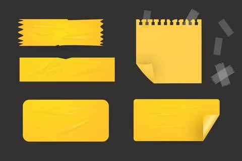 Vector realistic illustration of white square rectangular stickers , yellow.. Illustrazione stock