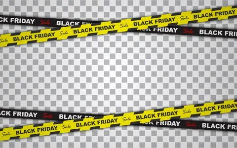 Vector realistic isolated caution tape of Black Friday on the transparent b.. Stock Illustration