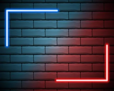 Vector realistic isolated neon sign of blue and red frame for decoration and  Stock Illustration