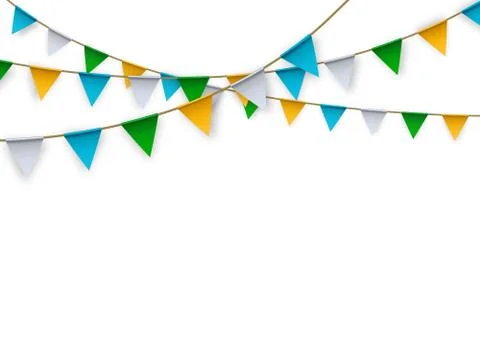 Vector realistic isolated party flags for decoration and covering on white Stock Illustration