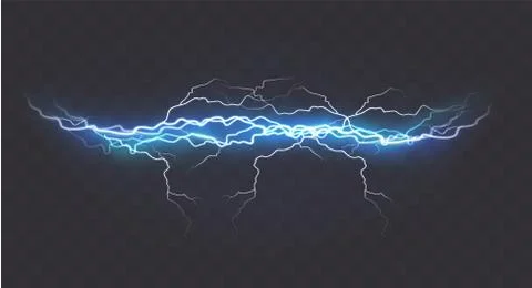 Vector realistic lightning isolated on black background Stock Illustration