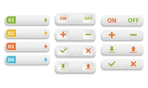 Vector realistic Matted white color Web buttons Stock Illustration