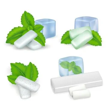 Vector realistic mint chewing gum icon set Stock Illustration