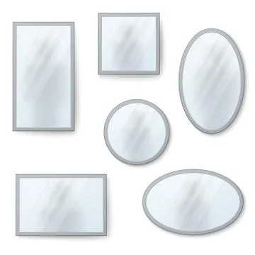 Vector realistic mirrors set with blurry reflection Stock Illustration