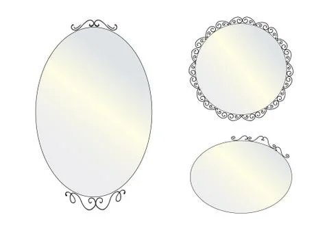 Vector realistic mirrors set.  Mirror frames or mirror decor interior. Stock Illustration