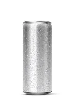 Vector realistic mockup metal can with water drops Stock Illustration