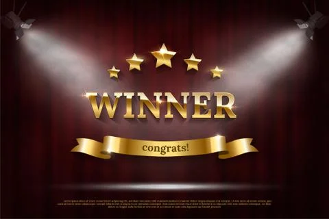 Vector realistic mockup sign Winner congrats Stock Illustration