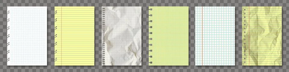 Vector realistic note paper pack isolated. White, retro, yellow and blue. New, Stock Illustration