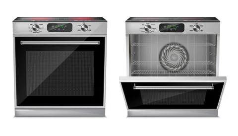 Vector realistic oven with induction cooktop Stock Illustration