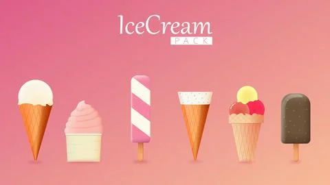 Vector Realistic Pack of Ice Creams Stock Illustration